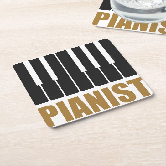 Pianist Moderne Typografie Rechteckiger Pappuntersetzer (angewinkelt)