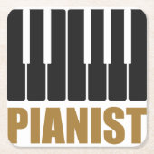 Pianist Moderne Typografie Rechteckiger Pappuntersetzer (Vorderseite)