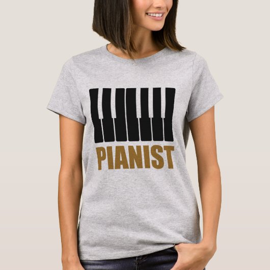 Pianist Moderne Typografie T-Shirt (Vorderseite)