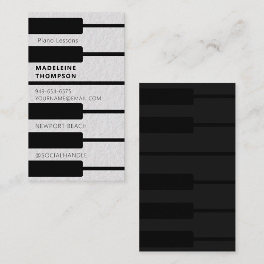 Pianist-Musiklehrer Keys Keyboard Modern Visitenkarte (Vorne/Hinten)