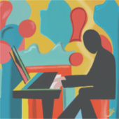 Pianist - originelle Ölmalerei Aufkleber (Vorderseite)