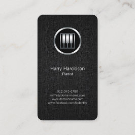 Pianist Piano Keys Icon Black Grunge Business Card Visitenkarte