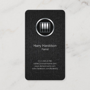 Pianist Piano Keys Icon Black Grunge Business Card Visitenkarte