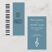 Pianist Piano Player Teacher Music Studio Musiker Visitenkarte (Vorne/Hinten)