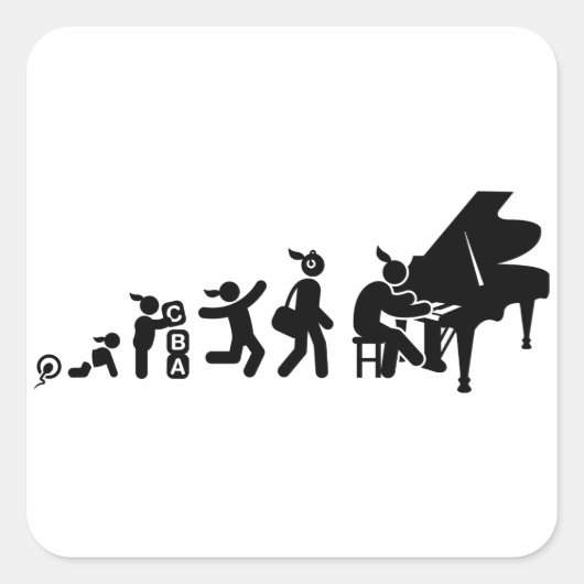 Pianist Quadratischer Aufkleber (Vorderseite)
