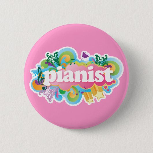 Pianist-Retro Klavier-Geschenk Button (Vorderseite)