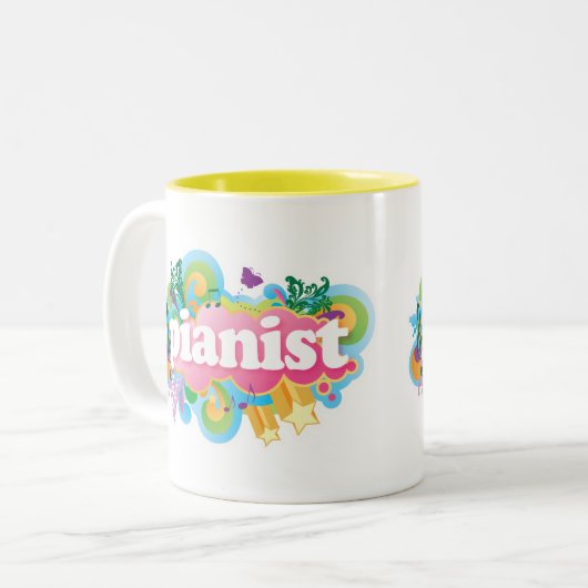 Pianist-Retro Klavier-Geschenk Zweifarbige Tasse (Vorderseite Links)