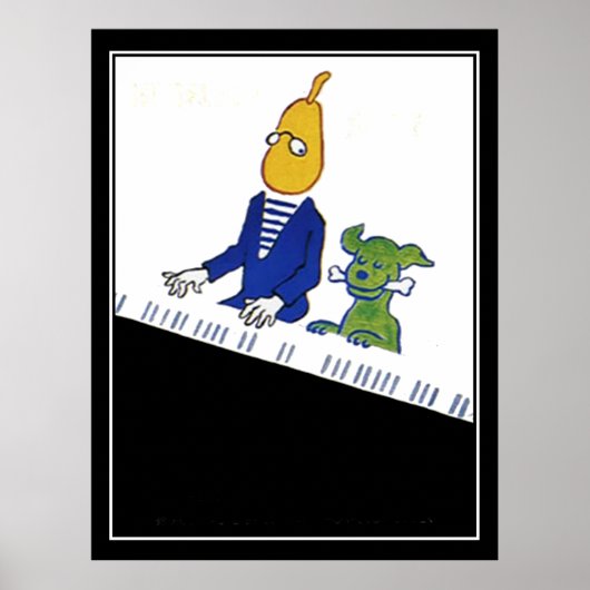 Pianist und Hund Art Deco Vintage Poster (Vorne)