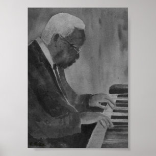Pianista Jazz Original Charcoi Artwork Impresiones Poster
