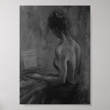 Pianista Mujer Original charcoil Atwork Impresione