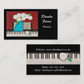 Pianistgeschäftskarte mit Blumen Visitenkarte (Vorne/Hinten)