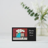 Pianistgeschäftskarte mit Blumen Visitenkarte (Stehend Vorderseite)