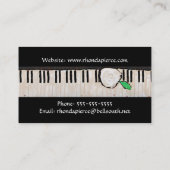 Pianistgeschäftskarte mit Blumen Visitenkarte (Rückseite)