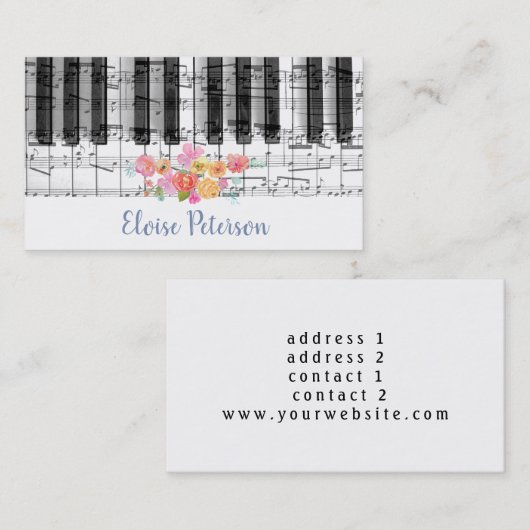 Pianistin, Rose Visitenkarte (Vorne/Hinten)