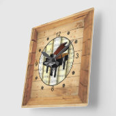 Piano ~ 3 Dimensional ~ Folk Art Box ~ Quadratische Wanduhr (Winkel)