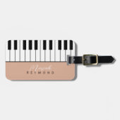 Piano All-Over Dusty Rose Gepäckanhänger mit Name (Vorderseite horizontal)