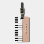 Piano All-Over Dusty Rose Gepäckanhänger mit Name (Vorderseite vertikal)