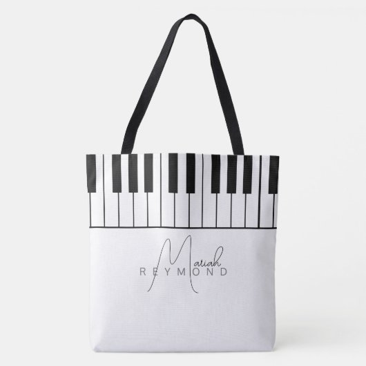 Piano All-over White Tote Bag mit Skriptname Tasche (Vorderseite)