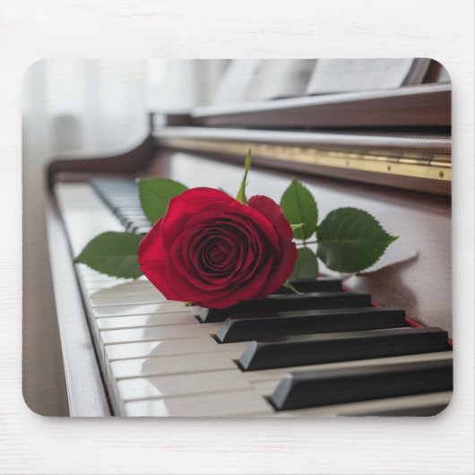 Piano and a rose -Musicians eligant mouse pad Mousepad (Vorne)