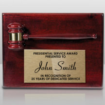 Piano beendet Rosewood Gavel Award Plaque