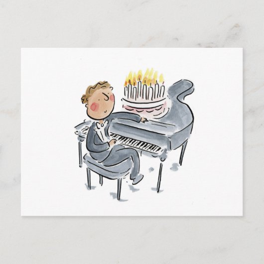 Piano Birthday Cake Postkarte (Vorderseite)