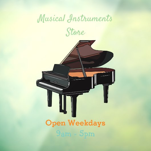 Piano-Cartoon Fensteraufkleber (Blatt 3)