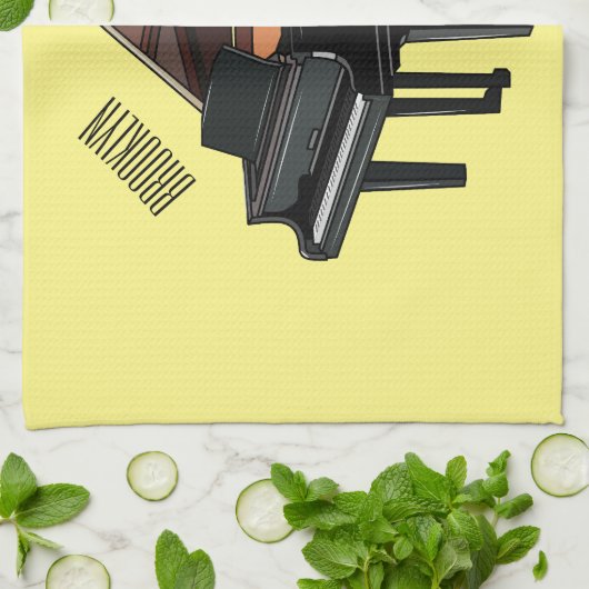 Piano-Cartoon Geschirrtuch (Gefaltet)