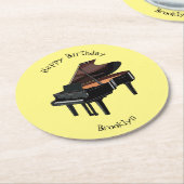 Piano-Cartoon Runder Pappuntersetzer (Angewinkelt)
