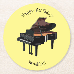 Piano-Cartoon Runder Pappuntersetzer