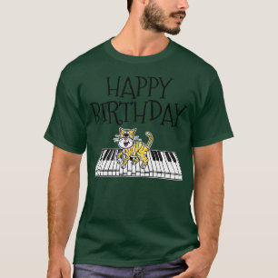 Piano Cat Pianist Geburtstagsmusiklehrer Musiker T-Shirt