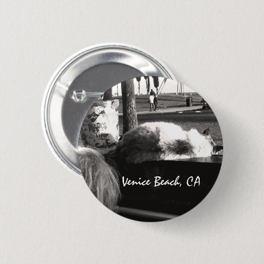 Piano Cat Venice Beach California Photography Button (Vorne & Hinten)