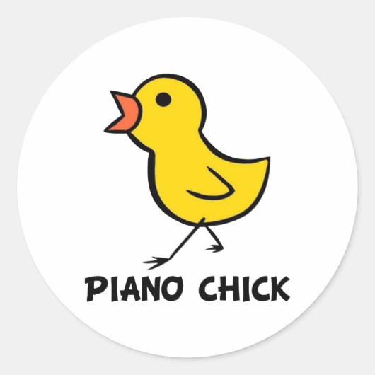 Piano Chick Runder Aufkleber (Vorderseite)