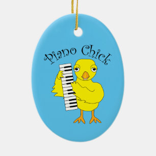 Piano Chick Text Keramik Ornament