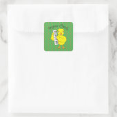 Piano Chick Text Quadratischer Aufkleber (Tasche)