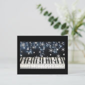 Piano Christmas Snowflake Keyboard Feiertagspostkarte (Stehend Vorderseite)