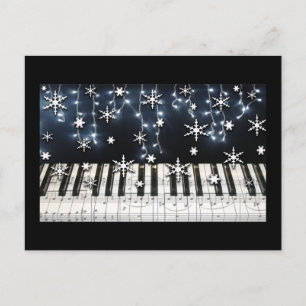 Piano Christmas Snowflake Keyboard Feiertagspostkarte