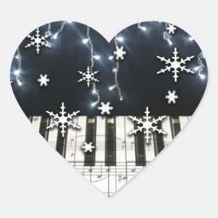 Piano Christmas Snowflake Keyboard Herz-Aufkleber