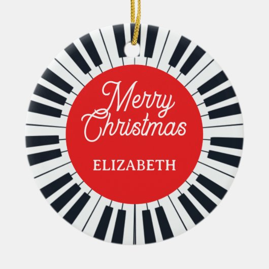 Piano Circle Key Frohe Weihnachts Pianist Musiker Keramik Ornament (Vorne)