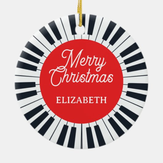 Piano Circle Key Frohe Weihnachts Pianist Musiker Keramik Ornament (Hinten)