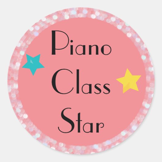 Piano Class Star mit Sternen Runder Aufkleber (Vorderseite)