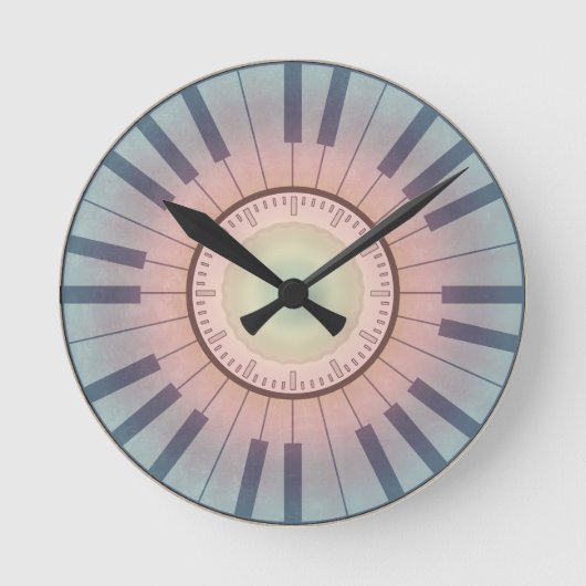Piano Clock in Pastellfarben Runde Wanduhr (Vorderseite)