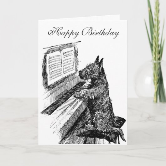 Piano Dog Geburtstagskarte Karte (Vorderseite)