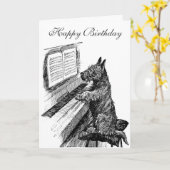 Piano Dog Geburtstagskarte Karte (Gelbe Blume)