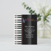 Piano-Erwägung mit Rainbow-Musiknoten Einladung (Stehend Vorderseite)