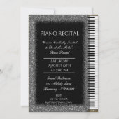 Piano-Erwägung mit Silberner Glitzer auf Schwarz Einladung (Vorderseite)