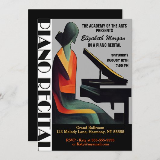 Piano Erwägung Moderne minimale Abstrakte Einladun Einladung (Vorne/Hinten)