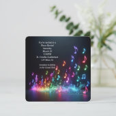Piano Erwägung Neon Musical Notes Einladung (Stehend Vorderseite)