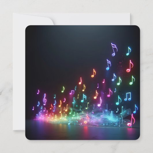 Piano Erwägung Neon Musical Notes Einladung (Rückseite)