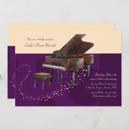 Piano Erwägungsgrund Einladung (Vorne/Hinten)