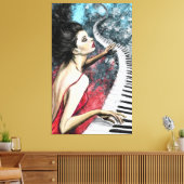 Piano Frau Canvas Print Leinwanddruck (Insitu (Wohnzimmer))